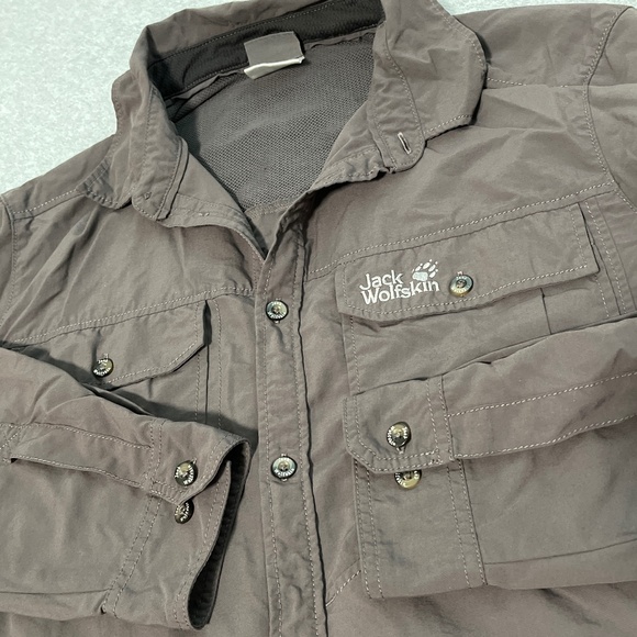 Jack Wolfskin Button Longsleeve Shirt Mens Large Outdoors Fishing Hiking UV - Picture 6 of 9